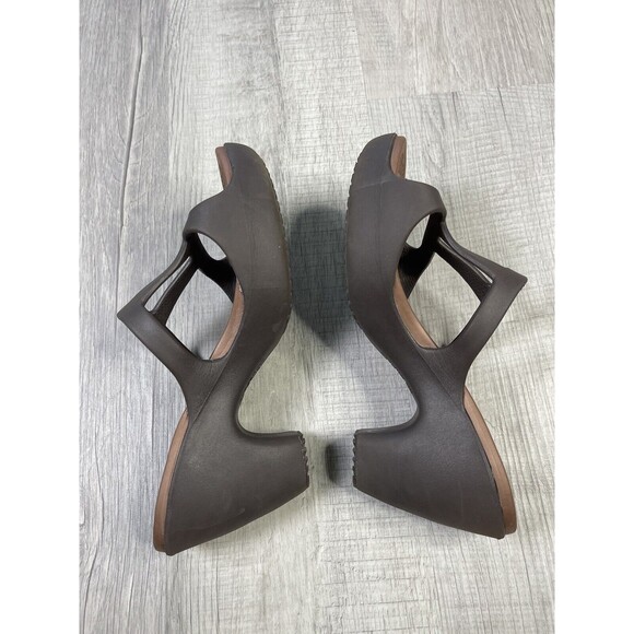 CROCS Women's Cyprus II Strappy Slip On Heels Shoes Size 10 Chocolate Brown B - Picture 6 of 9